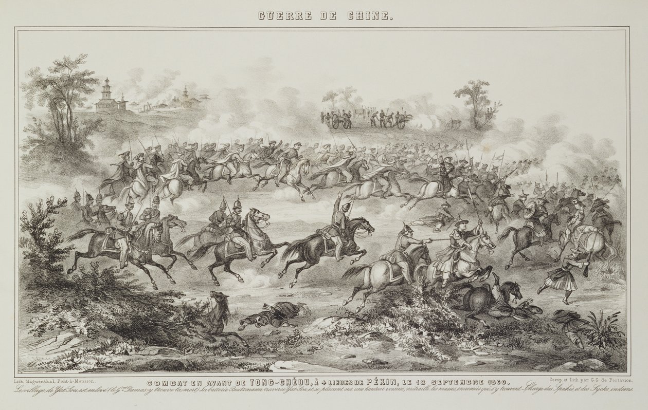 The Battle of Chang-Kia-Onang, Before Tong-Cheou, 18th September 1860, from The War in China, 1862 by G.C. de Fortavion
