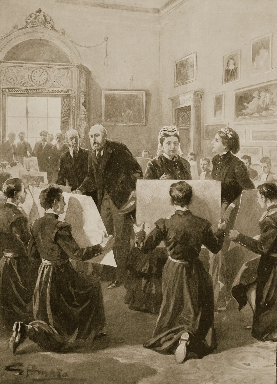 Bluecoat Boys Showing Their Drawings to Queen Victoria at Buckingham Palace, April 3rd, 1873 by G.S. Amato