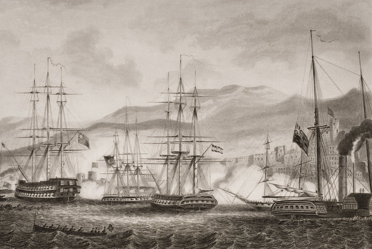 Attack on Sidon by Commodore Charles Napier, September 1840, illustration from 