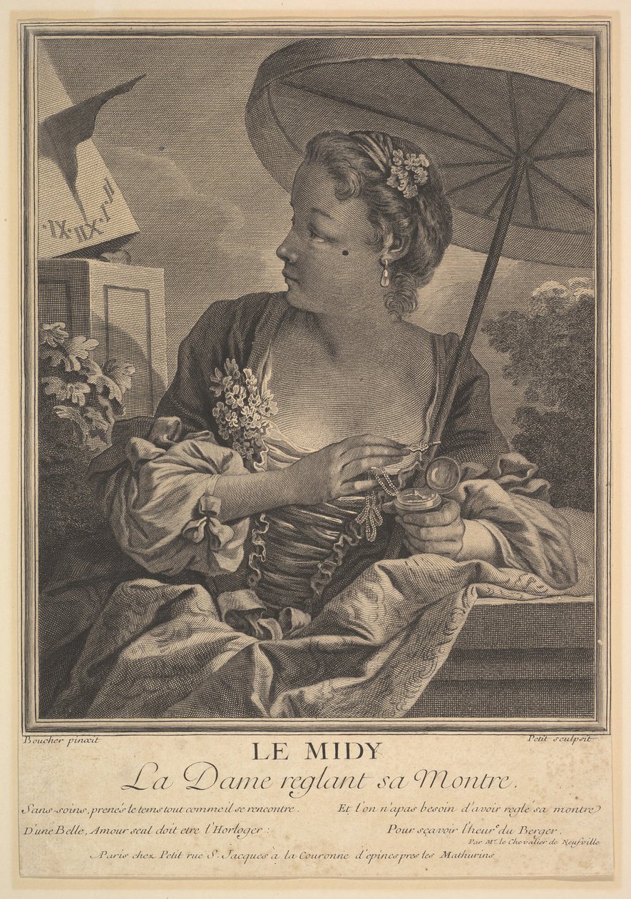 Midday. A Lady Setting Her Watch by G E Petit