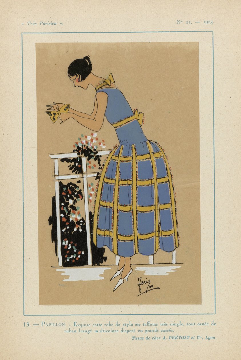 Très Parisien 1923 No 11: 13.- BUTTERFLY. - Exquisite this style dress... by G P. Joumard