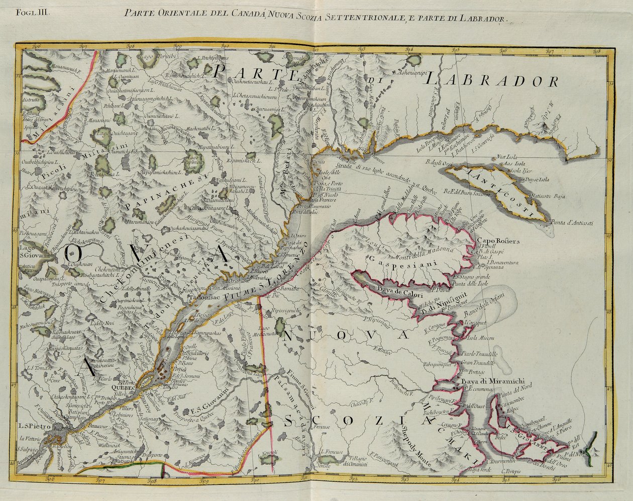 Eastern Part of Canada, Northern Nova Scotia and Part of Labrador, Engraving by G. Zuliani by G. Zuliani