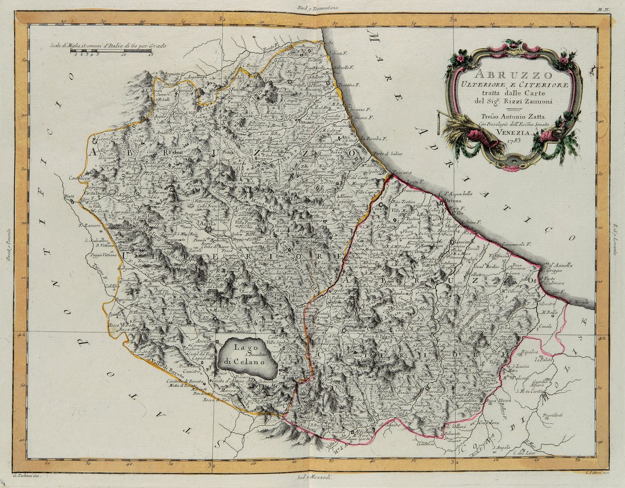 Farther and Hither Abruzzo, engraving by G. Zuliani taken from Tome II of the 