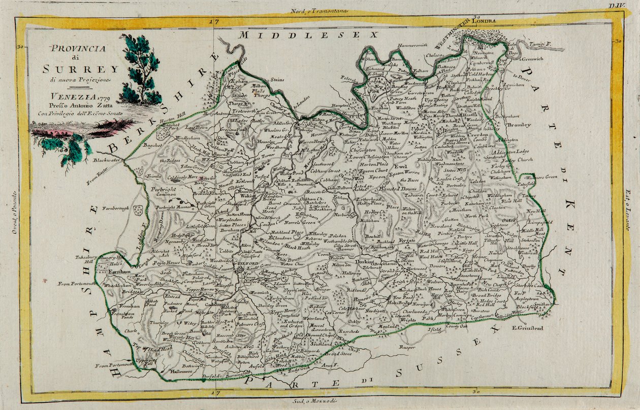 Province of Surrey, engraving by G. Zuliani taken from Tome I of the 