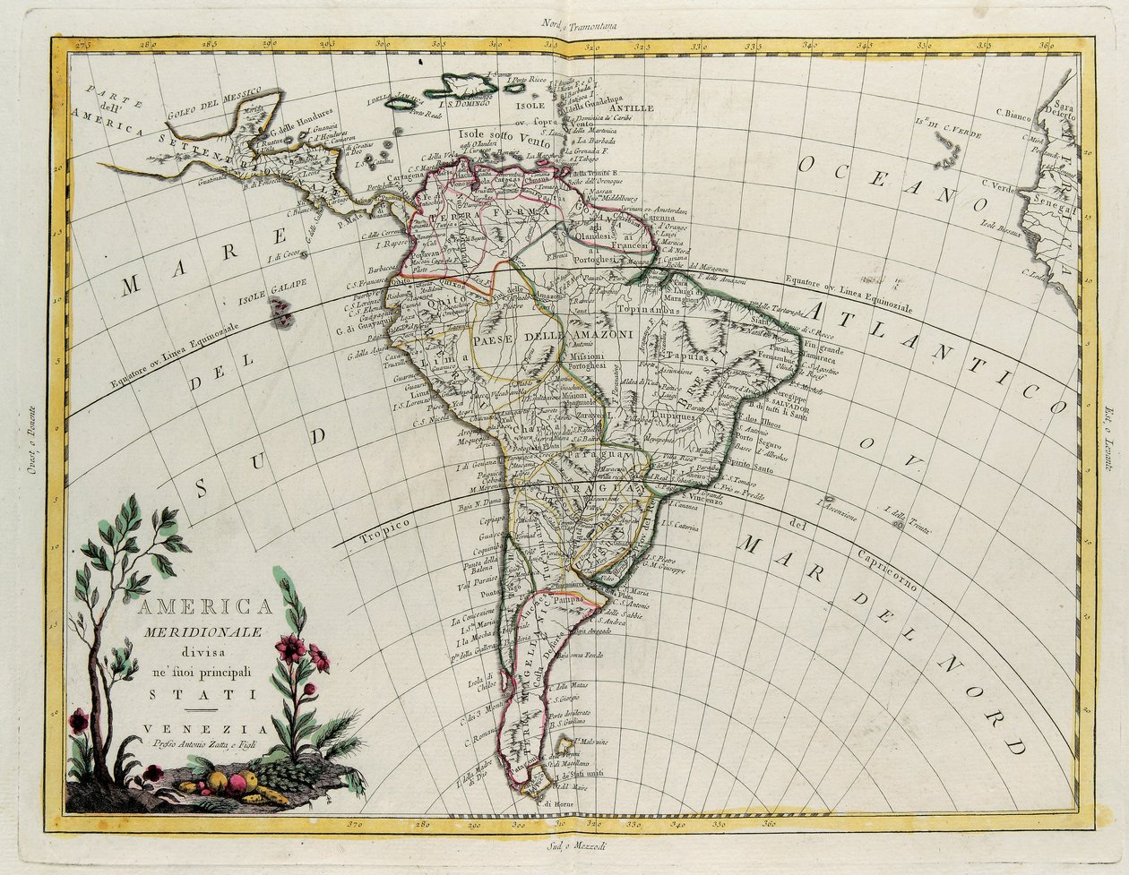 South America Divided into Its Principal States, Engraving by G. Zuliani by G. Zuliani