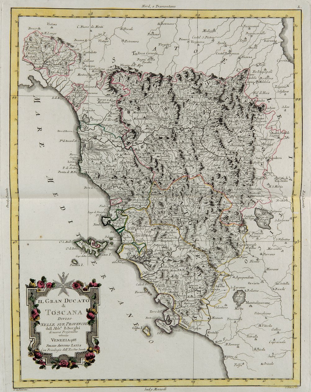 The Grand Duchy of Tuscany, engraving by G. Zuliani from 