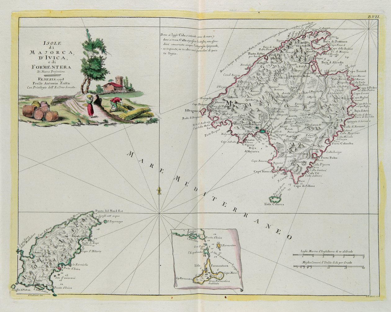 The Islands of Majorca, Ivica and Formentera, Engraving by G. Zuliani from Tome I of the "Newest Atlas" by G. Zuliani
