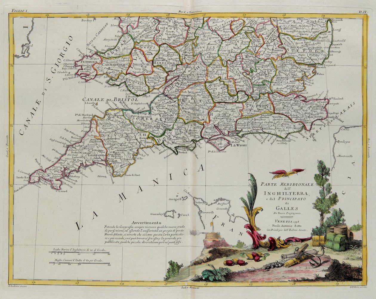 Southern part of England and Principate of Wales by G. Zuliani
