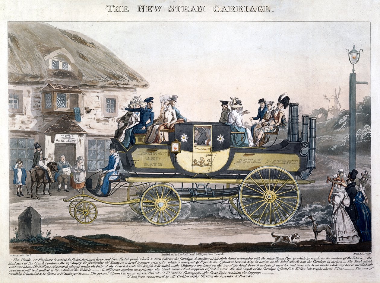 The New Steam Carriage, engraved by Henry Pyall 1827 by G. after Morton