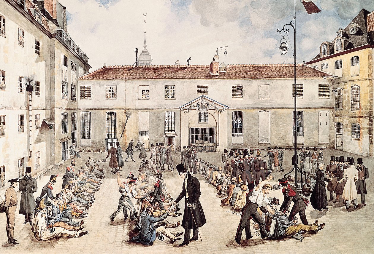Prisoners of Bicetre Prison Chained in the Courtyard by Gabriel Cloquemin