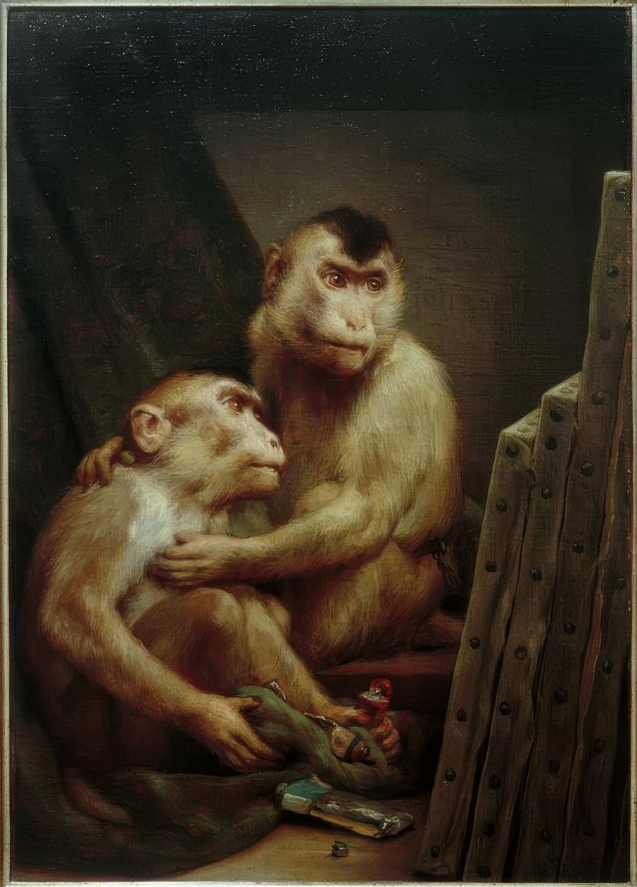 Monkeys Viewing Paintings by Gabriel Cornelius Ritter von Max