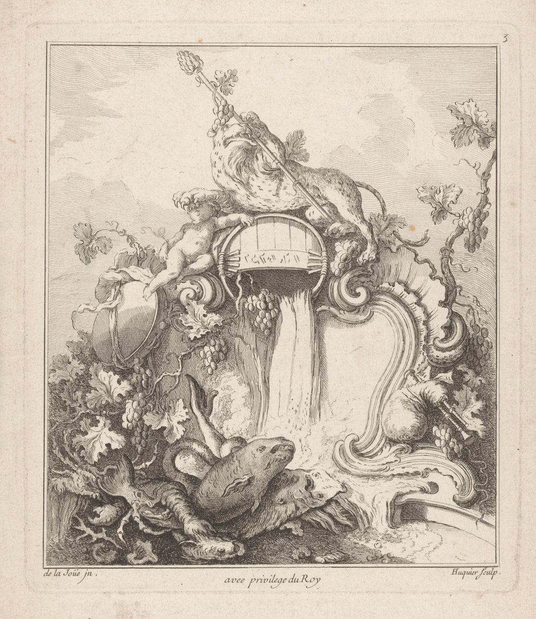 Fountain with panther (series title) by Gabriel Huquier