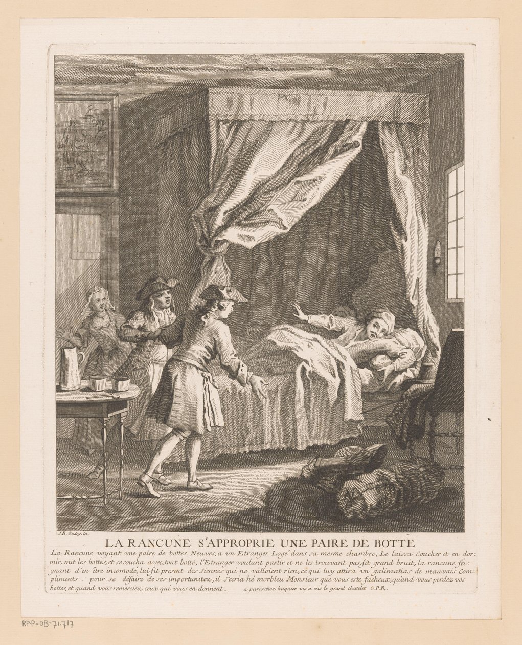 Discovery of Stolen Boots at Wrath (Scenes from the Roman Comique by Scarron) by Gabriel Huquier