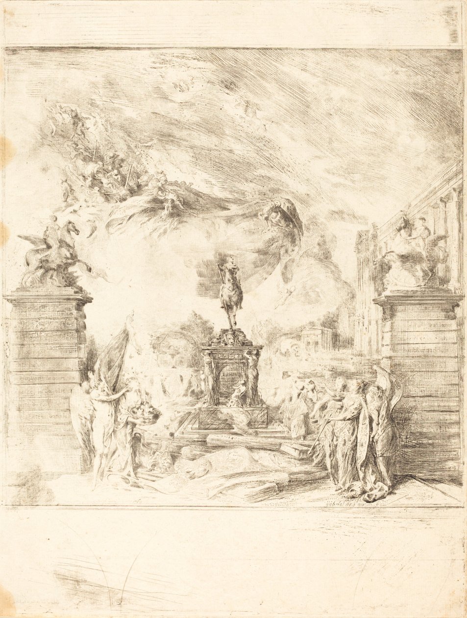 Allegory on the Establishment of a Statue of Louis XV by Gabriel Jacques de Saint Aubin