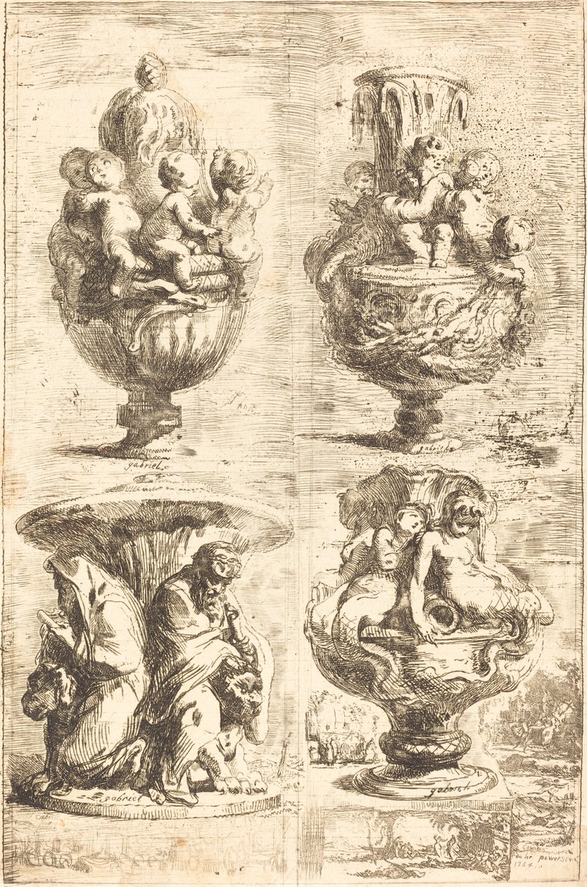 Four Vases by Gabriel Jacques de Saint Aubin