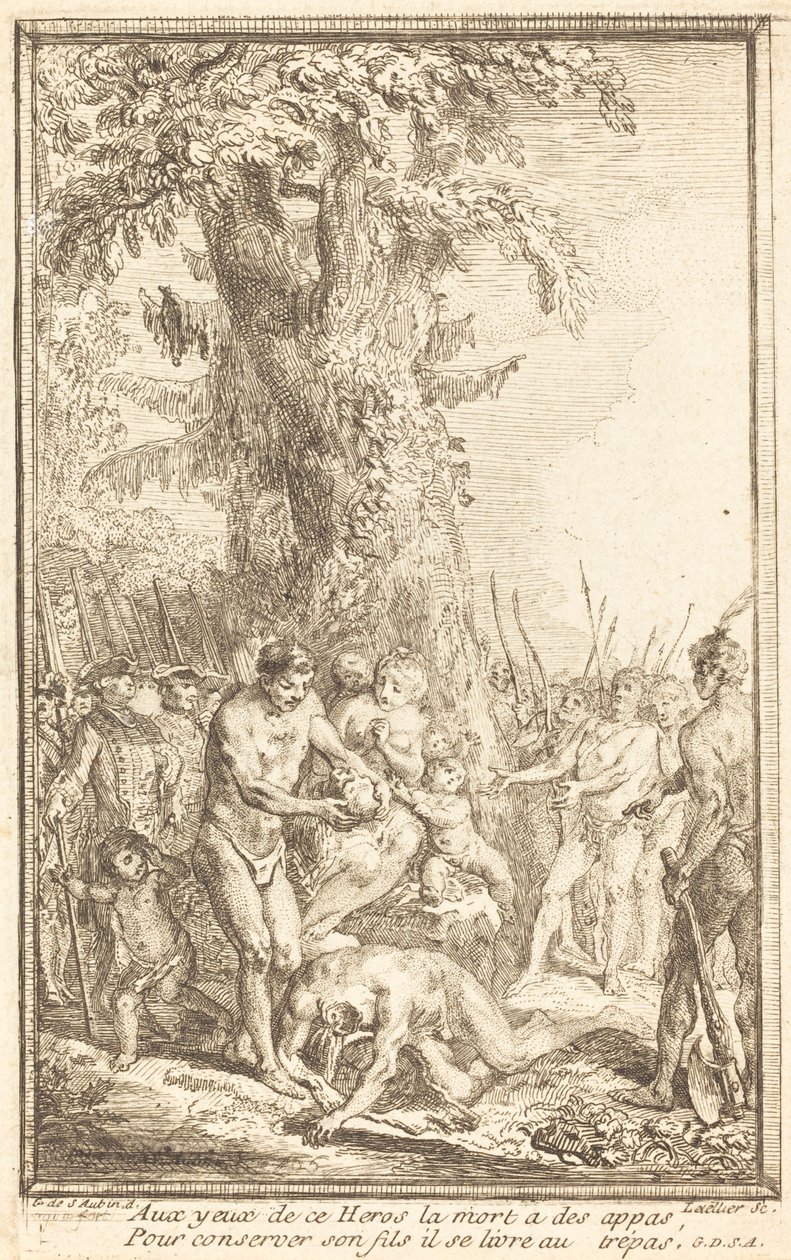 Heroic Act of a Father Who Sacrifices for His Son by Gabriel Jacques de Saint Aubin