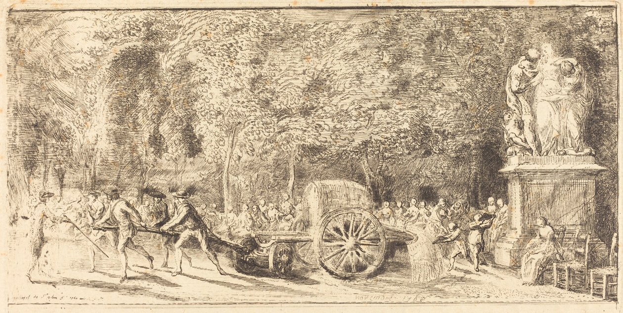 The Watering Barrel [upper half] by Gabriel Jacques de Saint Aubin