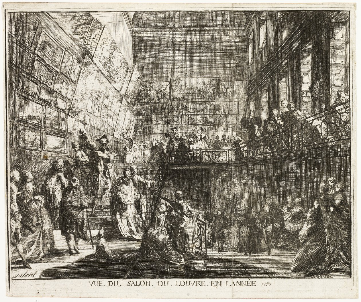 View of the Salon in the Louvre in the Year 1753 by Gabriel Jacques de Saint Aubin