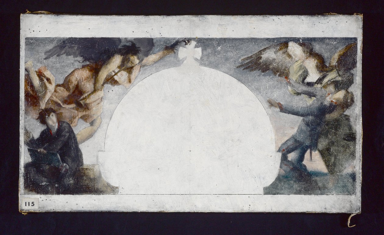 Sketch for the painting of the monument to the dead of the 1870 war at the Lycée Chaptal, circa 1879 by Gabriel Joseph Marie Augustin Ferrier