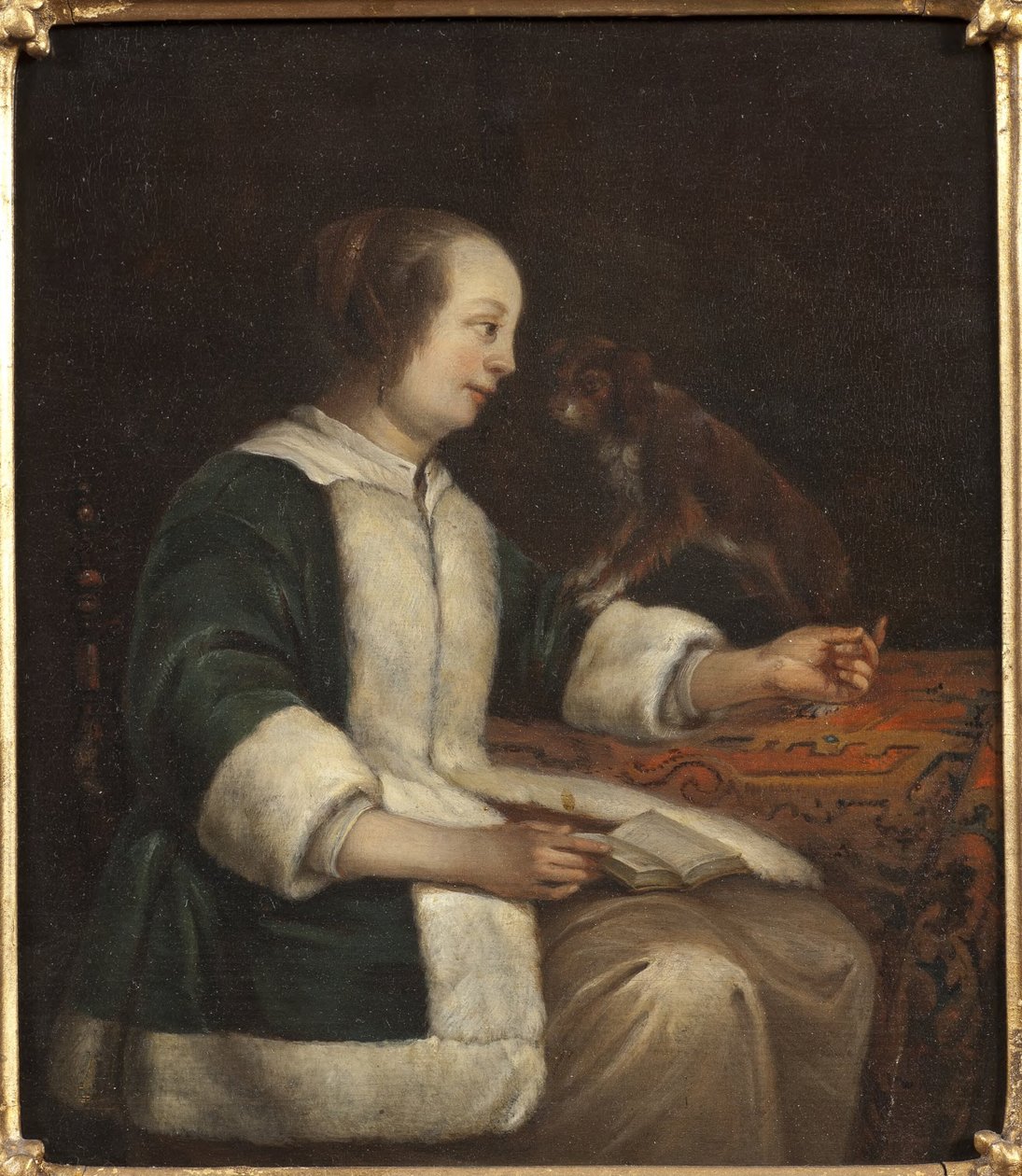 Portrait of a Lady with a Dog by Gabriel Metsu