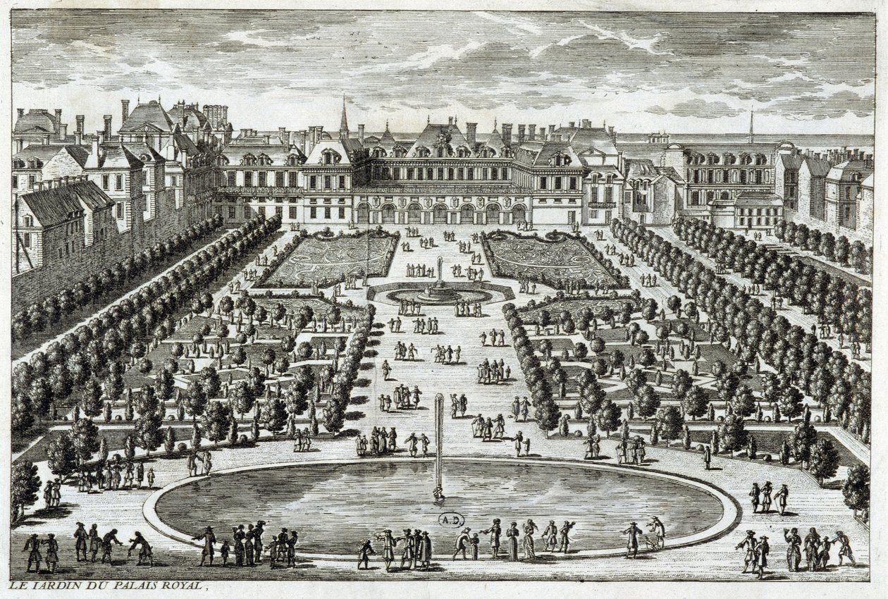View of the Parc du Palais Royal in Paris. Engraving by Perelle, end of the 17th century by Gabriel Perelle