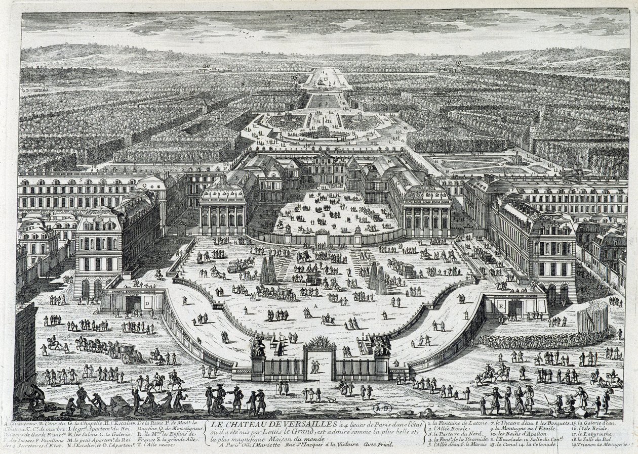 View of the courtyard of honour of the Chateau de Versailles - by Perelle, late 17th century by Gabriel Perelle
