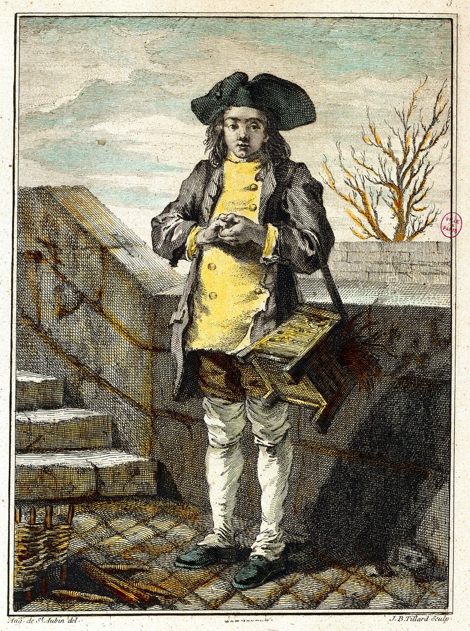 Old metiers: the shoe shiner (Engraving) by Gabriel de Saint Aubin
