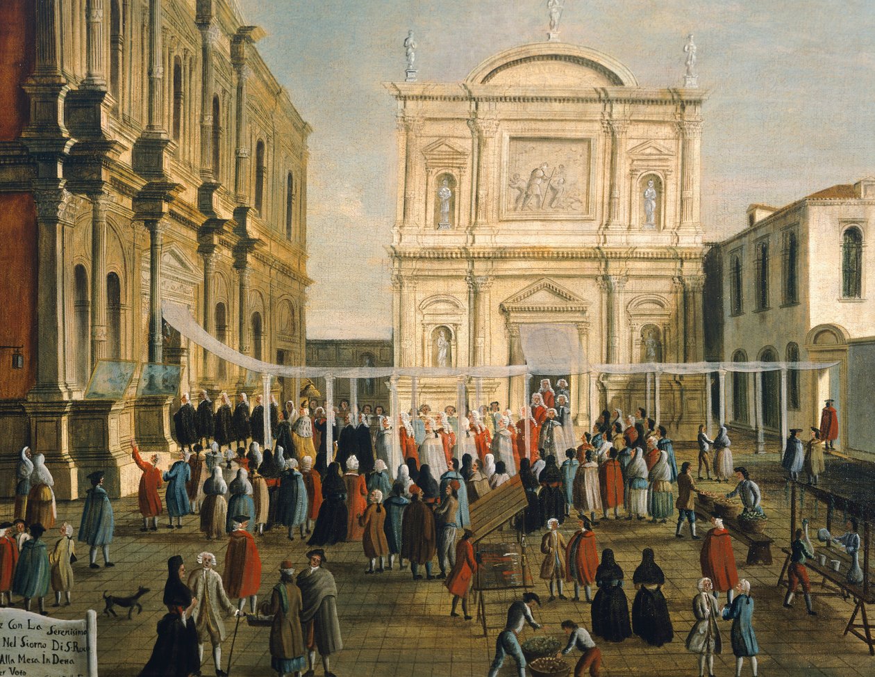 Doge and Lords in Church of San Rocco on Holy Day (detail) by Gabriele Bella