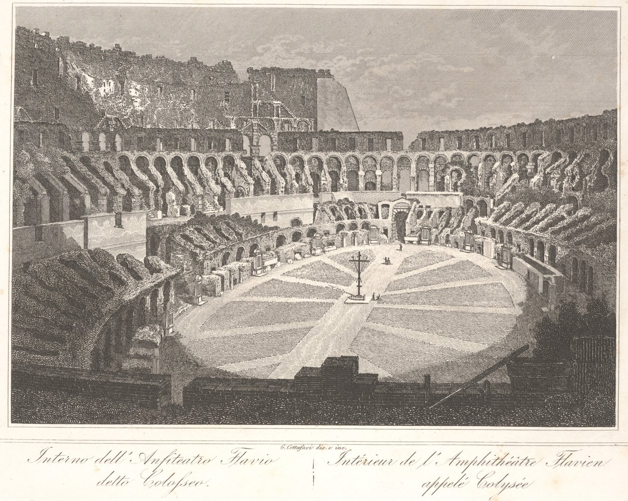 Inside the Flavian Amphitheater called Colosseum by Gaetano Cottafavi