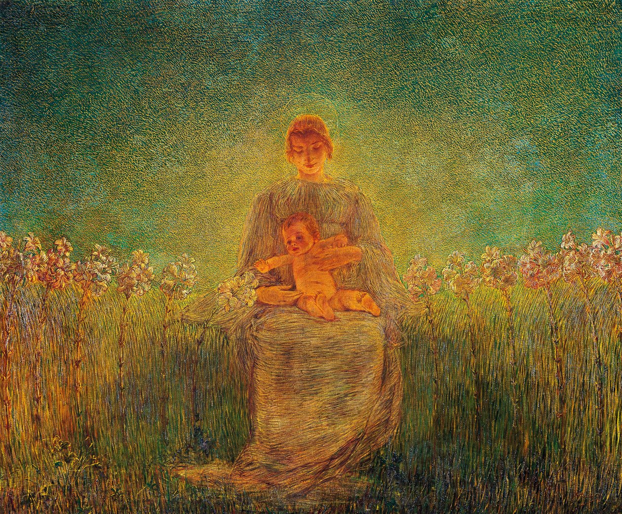 Madonna of Lilies by Gaetano Previati