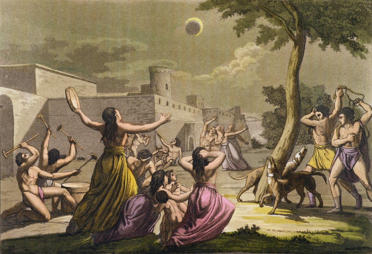 Terror of the Peruvians during an Eclipse of the Moon, from 'Le Costume ...