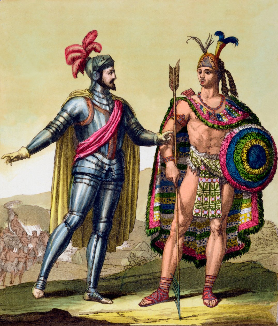 The Encounter between Hernando Cortes and Montezuma II, Mexico, 1519 c1820-1839 by Gallo Gallina
