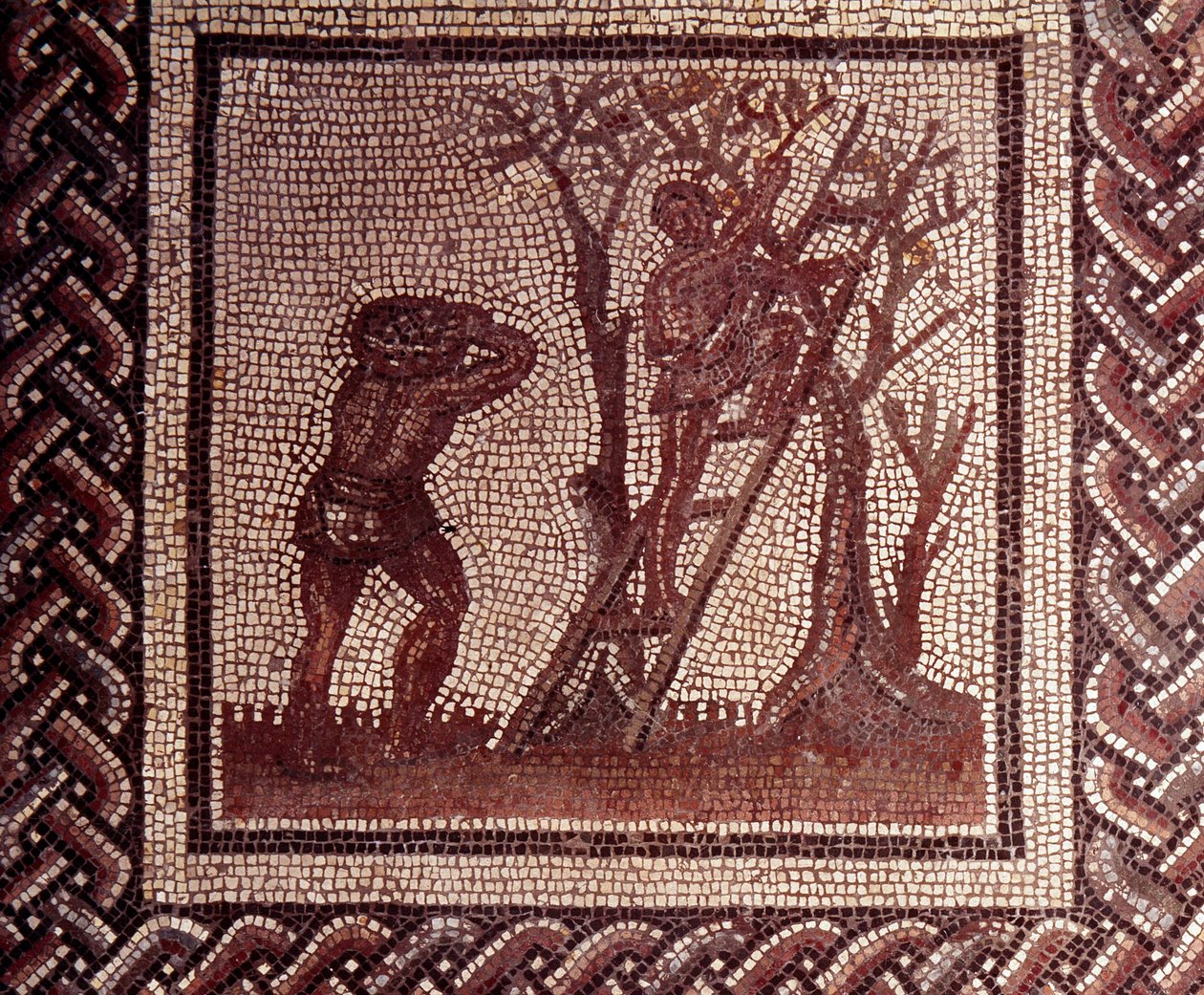 Mosaic Paving Representing a Rustic Calendar: Olive Picking Scene by Gallo Roman
