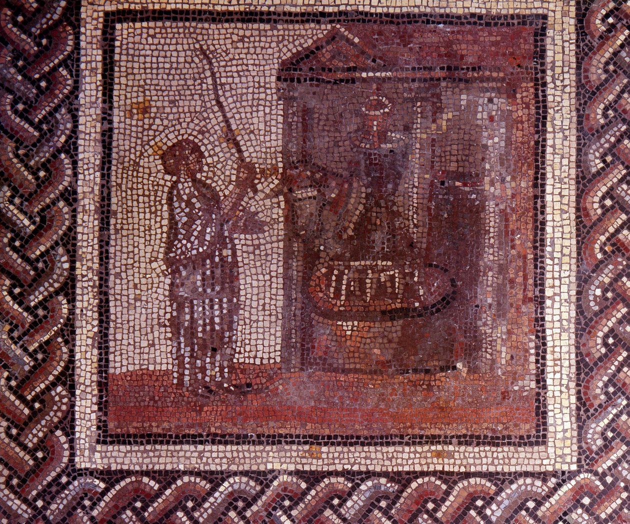Gallo Roman Art: mosaic paving representing a rustic calendar. The work has the grinding wheel. End 2nd, beginning of 3rd century after JC. From Saint-Romain-en-Gal (Rhone) by Gallo Roman