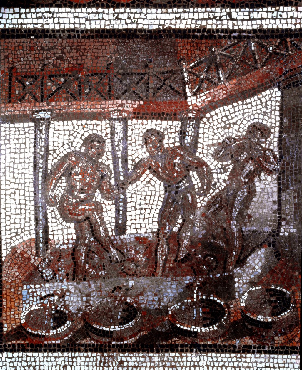 Scene of treading grapes in a vat by Gallo Roman