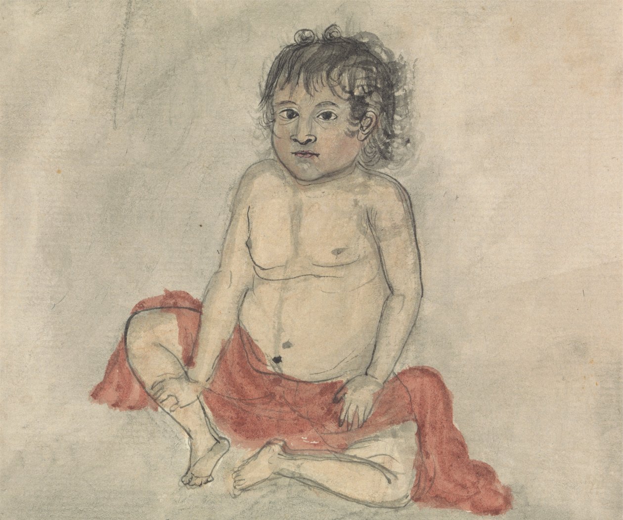 Child with a Red Cloth by Gangaram Chintaman Tambat