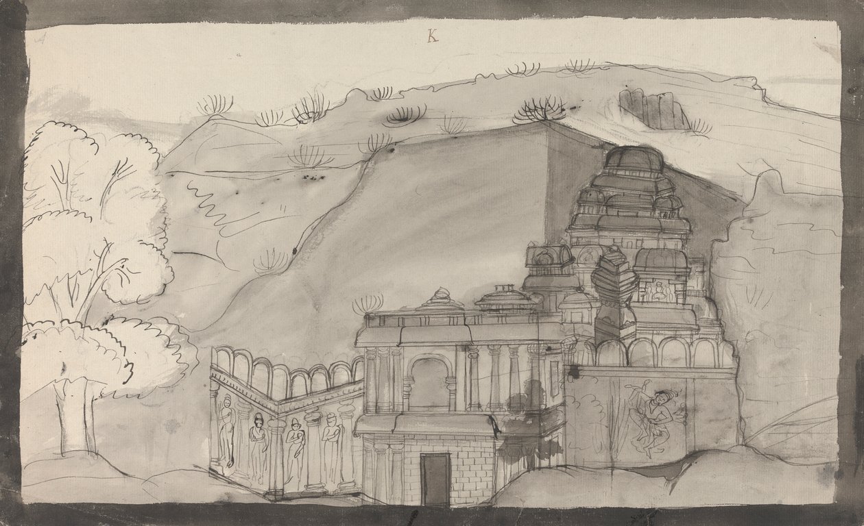Interior of an Ellora Cave Temple by Gangaram Chintaman Tambat