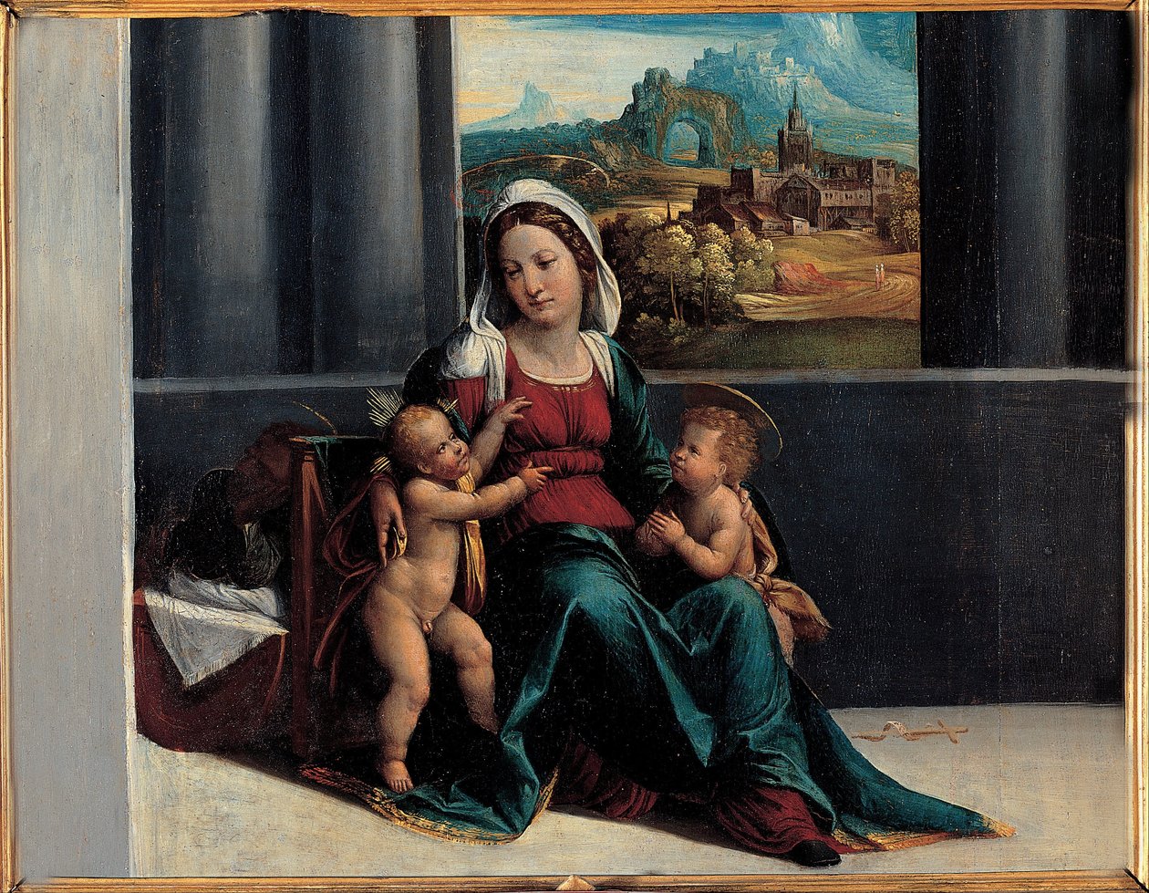 Madonna with the Child and St. John by Garofalos workshop