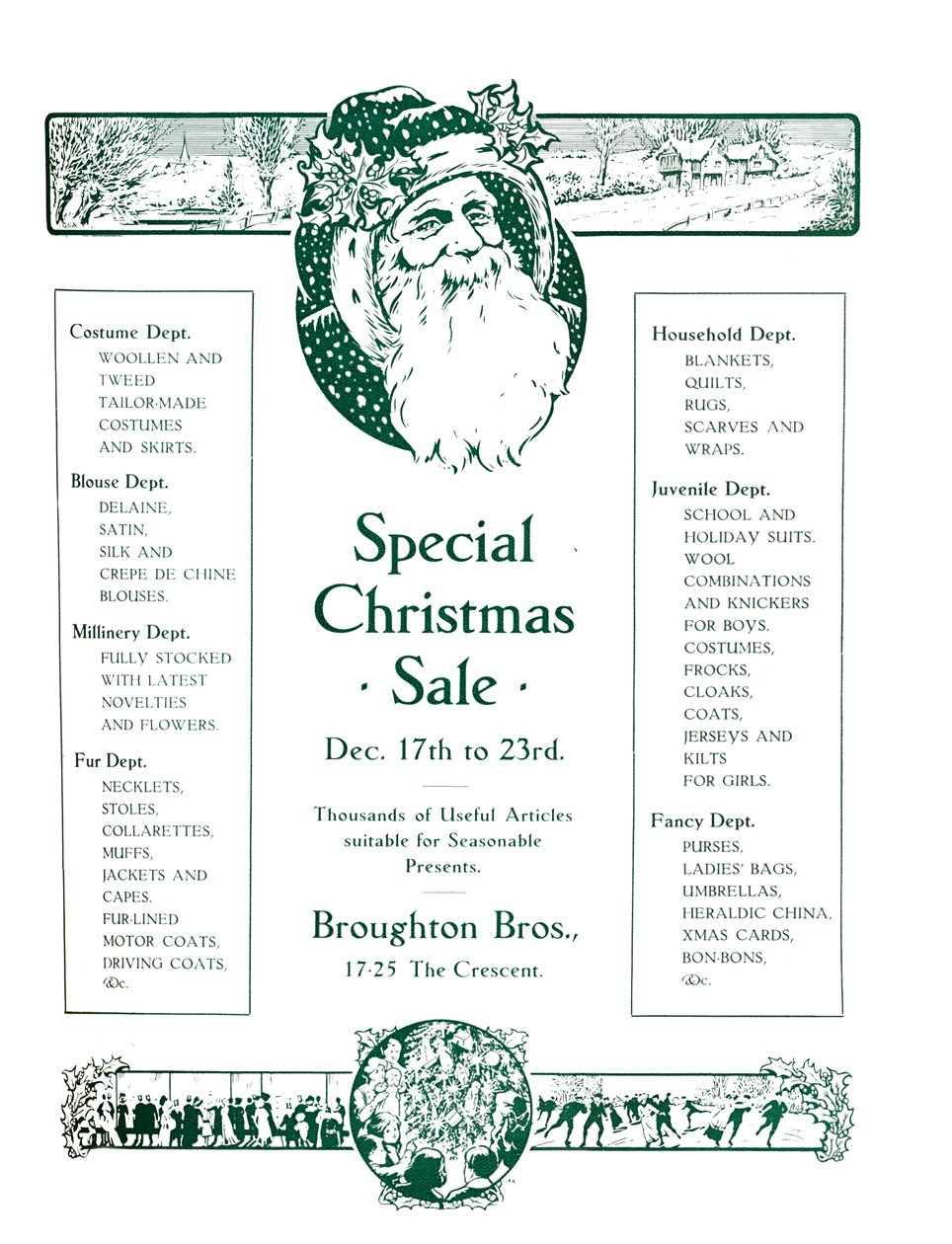 Advert for Broughton Bros. - Special Christmas Sale by Garratt and Atkinson