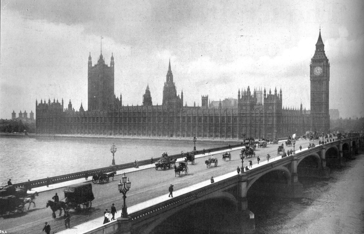 Houses of Parliament and Westminster Bridge, 1919 by Garratt and Atkinson