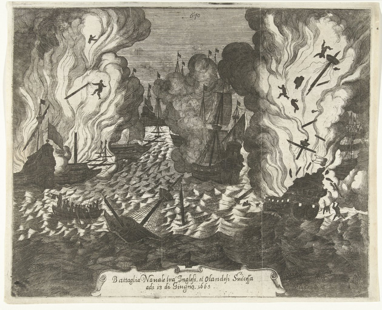 Naval Battle at Lowestoft, 1665 by Gaspar Bouttats (attributed to)