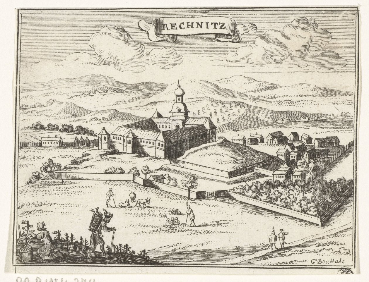 View of Rechnitz (series title: Topographical Images of Austria, Hungary, and the Balkans) by Gaspar Bouttats