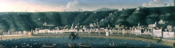 View of Naples from the sea with the Castel dell