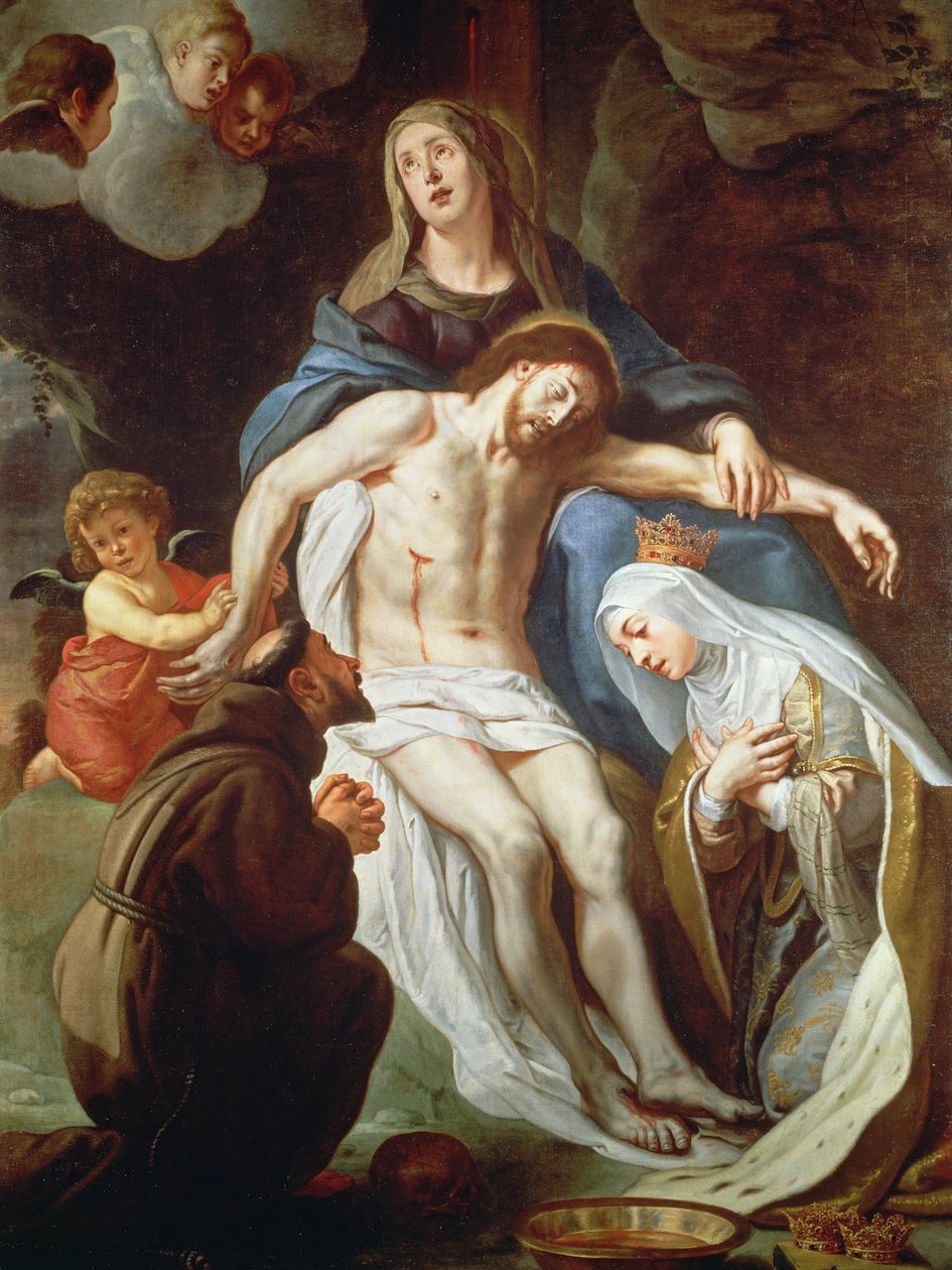 Pieta with St. Francis of Assisi and St. Elizabeth of Hungary by Gaspar De Crayer