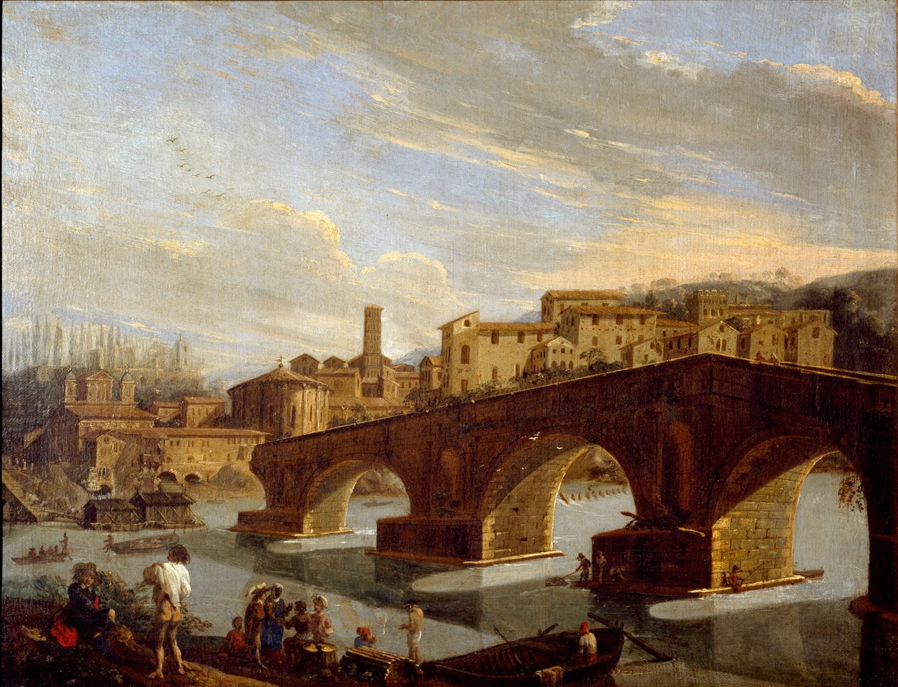 View of the Tiber at the Level of the Broken Bridge in Rome by Gaspar van Wittel
