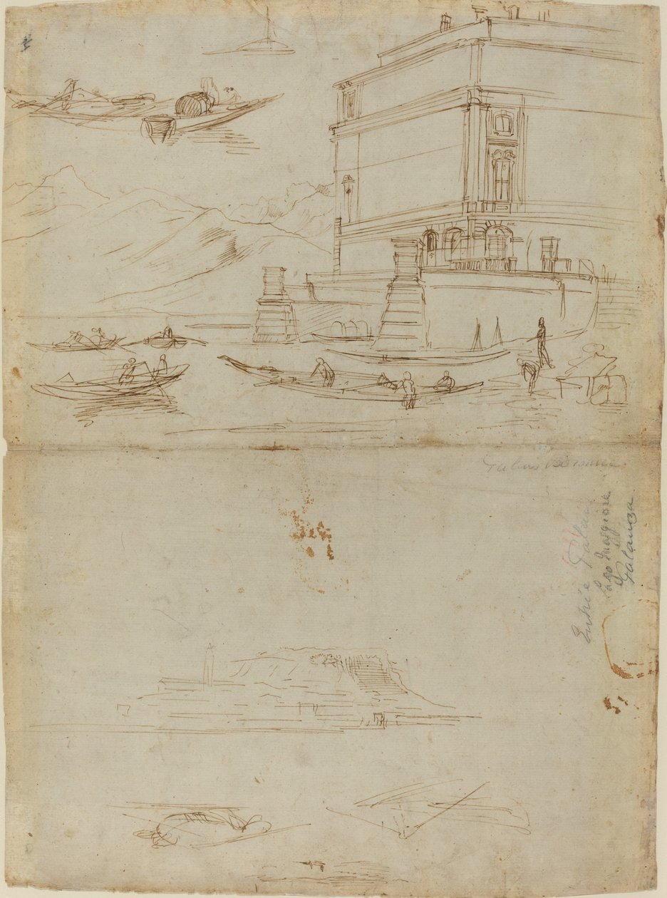 Studies of Lago Maggiore and the Entrance to a Palazzo by Gaspar van Wittel