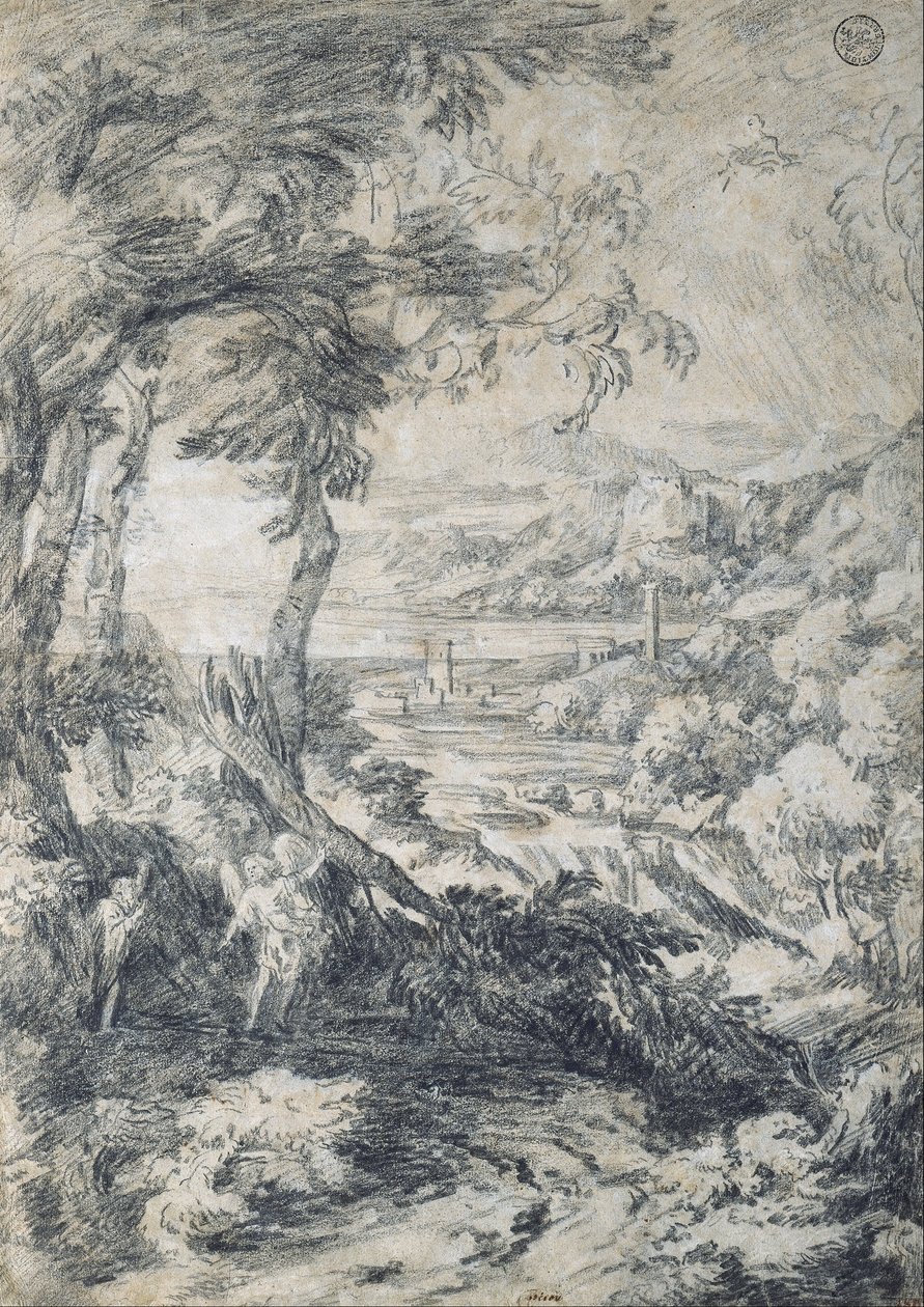 Landscape with Elijah and the Angel on Mount Horeb by Gaspard Poussin Dughet