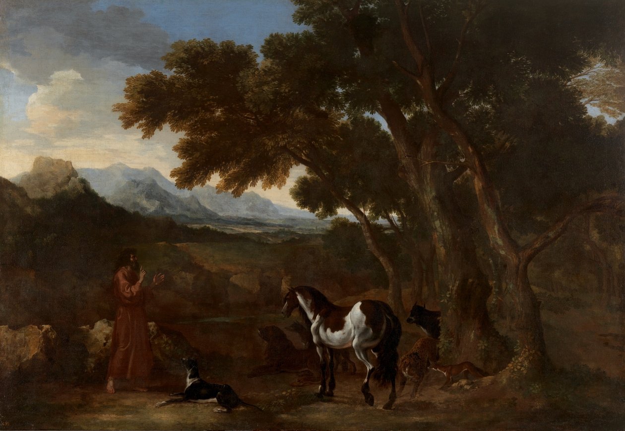 Landscape with a Hermit Preaching to Animals, 1637 - 1638 by Gaspard Dughet
