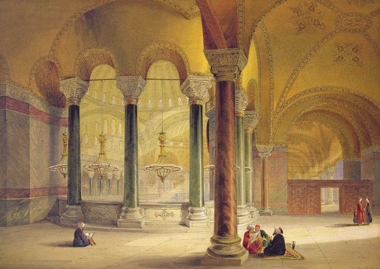 Haghia Sophia, plate 11: the Meme Gallery in the south west corner, engraved by Louis Haghe published 1852 by Gaspard Fossati