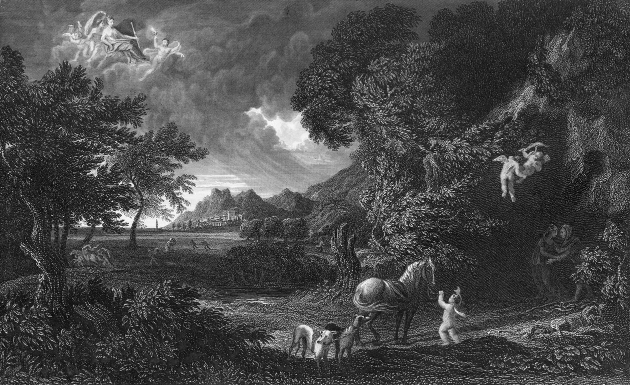 Dido and Aeneas in the storm by Gaspard Poussin (after) Dughet